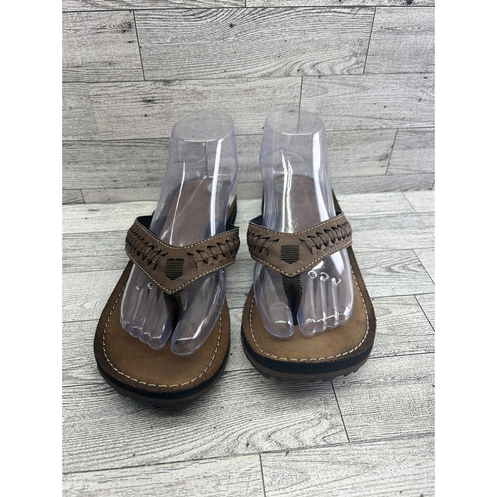 Clarks Collection Brown Braided Thong Sandals Women's Size 8 M #60469